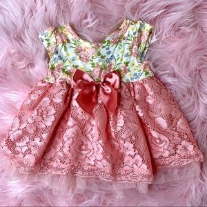 🧸 NICOLE MILLER 🧸 Baby Girl Pink Floral Dress, 0-3m